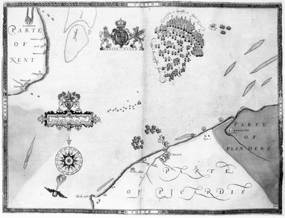 Map No.10 showing the route of the Armada fleet, engraved by Augustine Ryther by Robert Adams